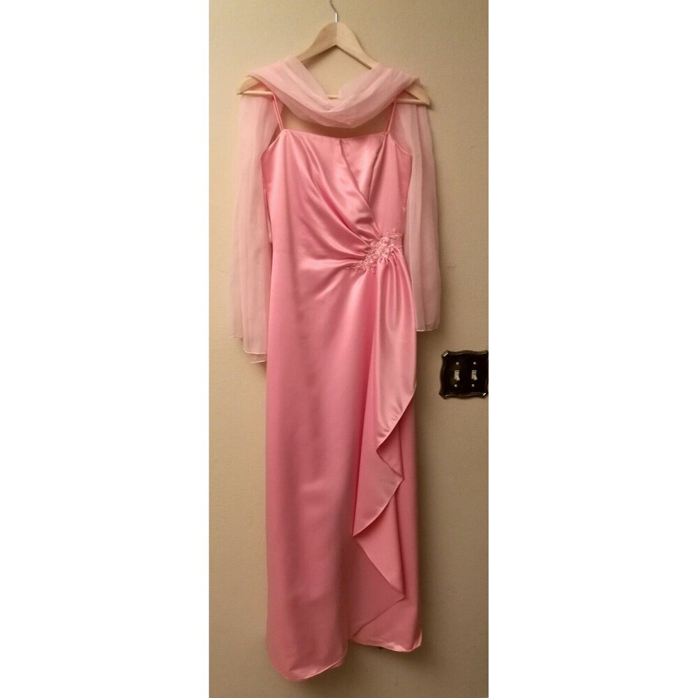 Amazing Womens Eden Maid Bridemaid Collection Light Pink Dress & Scarf Size 4